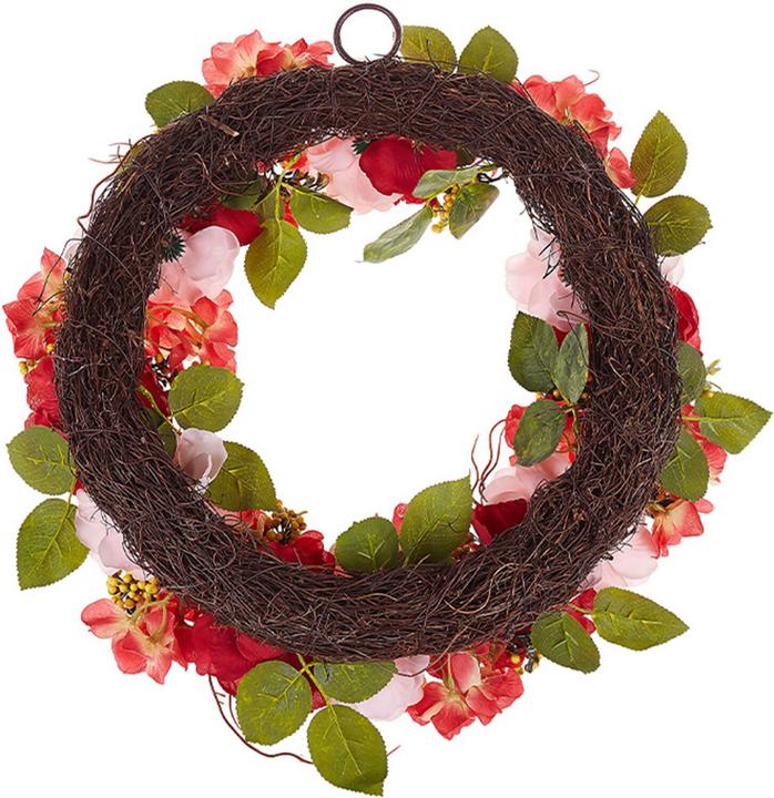 Image du produit Beliani Couronne de porte rouge / rose avec fleurs artificielles ø 50 cm AGULO (10 cm)