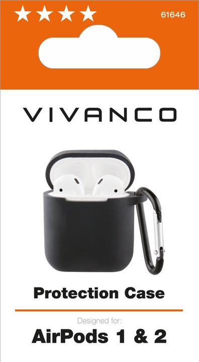 Produktbild Vivanco Apple AirPod Case 1&2 schwarz 61646 AIRPODCASEVVBK Schutzhülle mit Karabiner (Kopfhörer Tasche)