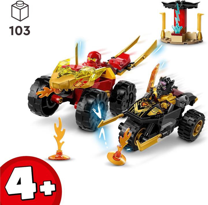 Actual product image LEGO 71789 Chase with Kai's speedster and Ras' motorbike (71789, LEGO Ninjago)