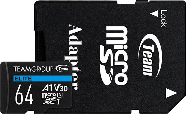 Team Group Team ELITE A1 - Flash-Speicherkarte (SD-Adapter inbegriffen) (64 GB, microSD, U3, UHS-I)