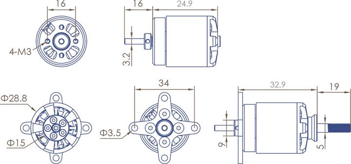 Produktbild Planet-Hobby joker 2826-17 v3 980 kv brushless motor