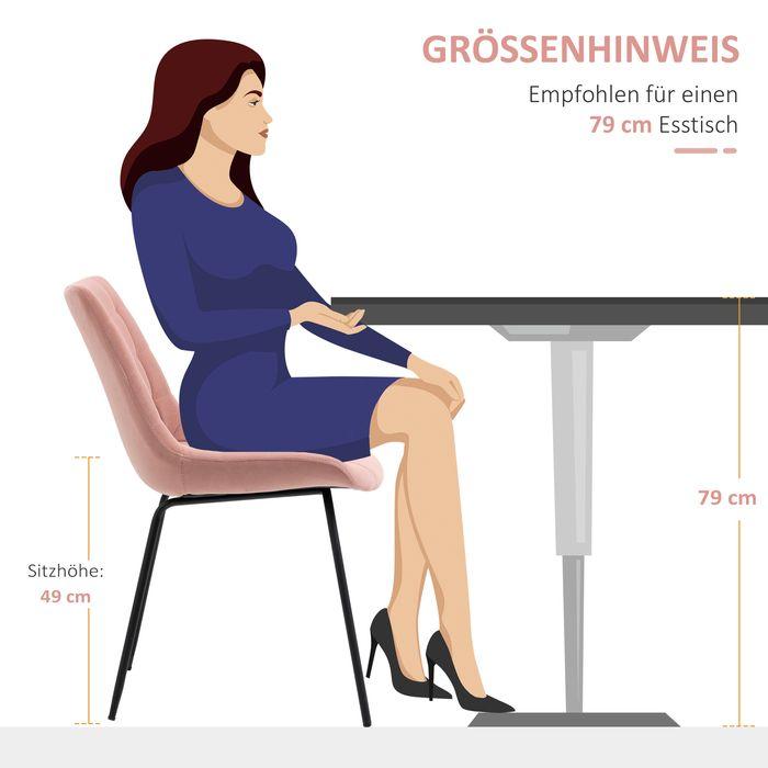 Produktbild Swisshandel24 Esszimmerstuhl 2er Set, Samtbezug in Rosa, Retrodesign, Stahlbeine