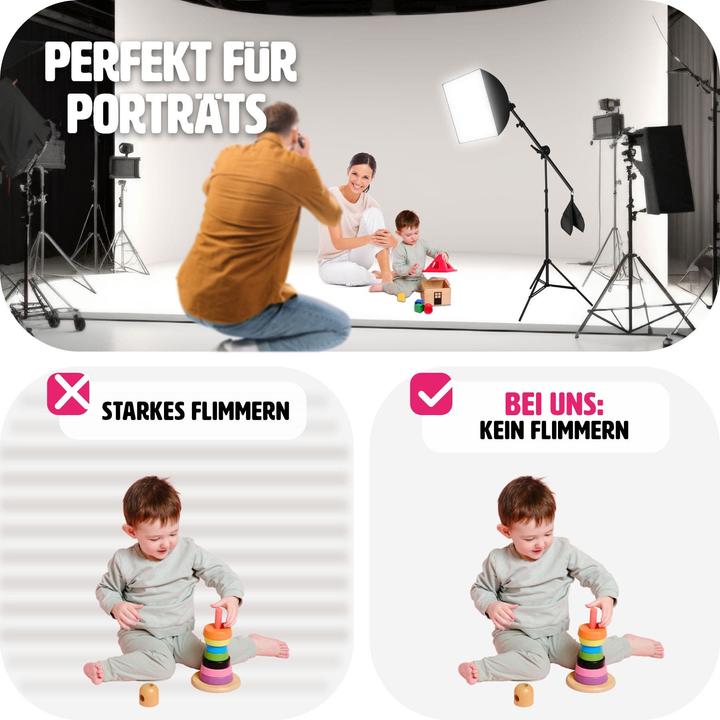 Produktbild tectake 3 Studioleuchten mit Softbox, Stativ und Tasche (Studioleuchte)