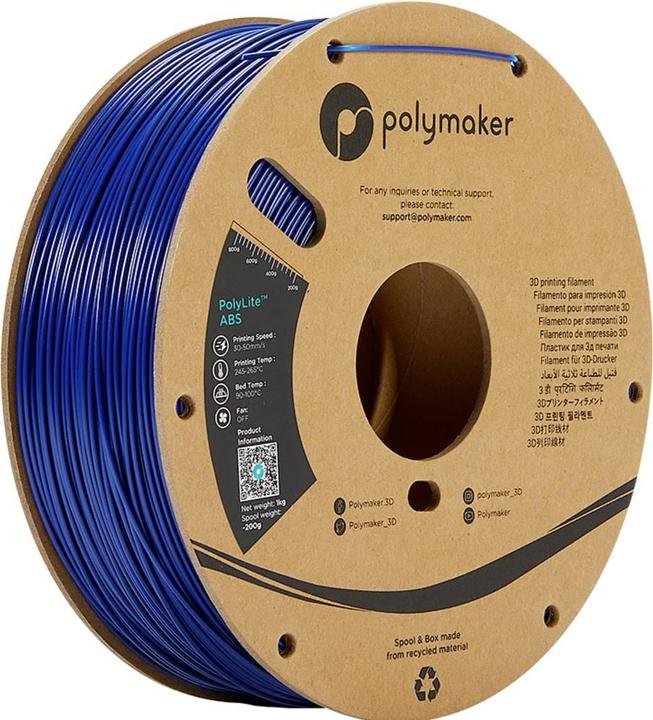Actual product image Polymaker PolyLite ABS Blue 2.85 mm 1,000 g (ABS, 2.85 mm, 1000 g, Blue)