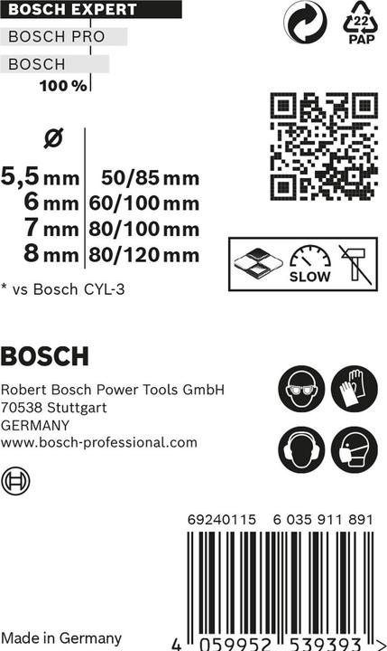 Produktbild Bosch Professional Zubehör EXPERT MultiConstruction CYL-9 Bohrer-Set, 5,5/6/7/8 mm, 4-tlg. (6 mm, 5.5 mm, 7 mm, 8 mm)