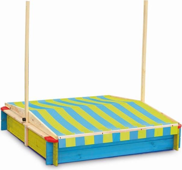 Produktbild Beluga Sandkasten aus Holz - mit Dach - blau/gelb