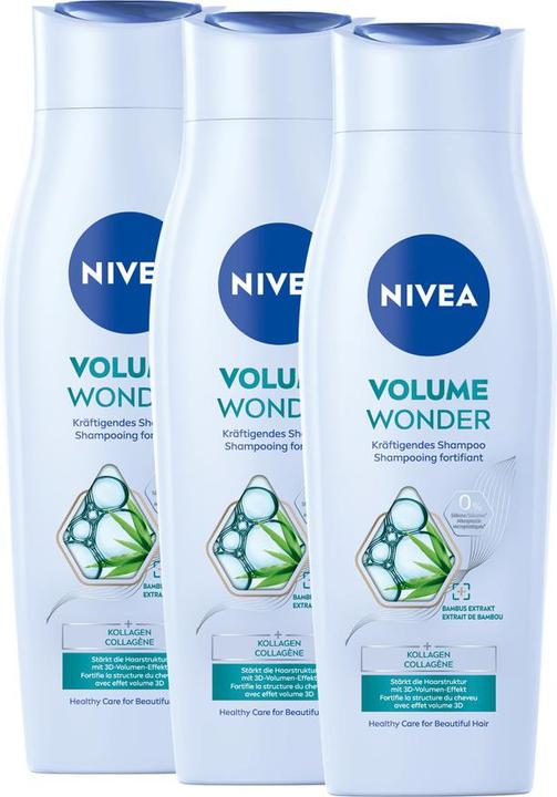Produktbild NIVEA Volume Wonder Shampoo Trio (750 ml, Flüssiges Shampoo)