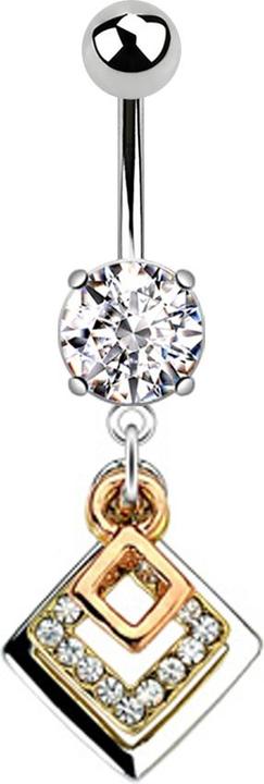 Immagine prodotto Star Piercing Banana in argento con ciondolo a tre quadrati (Acciaio chirurgico 316L, senza ottone)