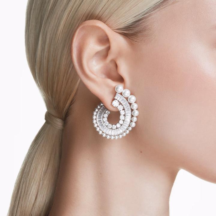 Actual product image Swarovski x Ariana Grande Drop Ohrhänger Kristallperle Verschiedene Schliffe Weiss Rhodiniert (Swarovski Metal)