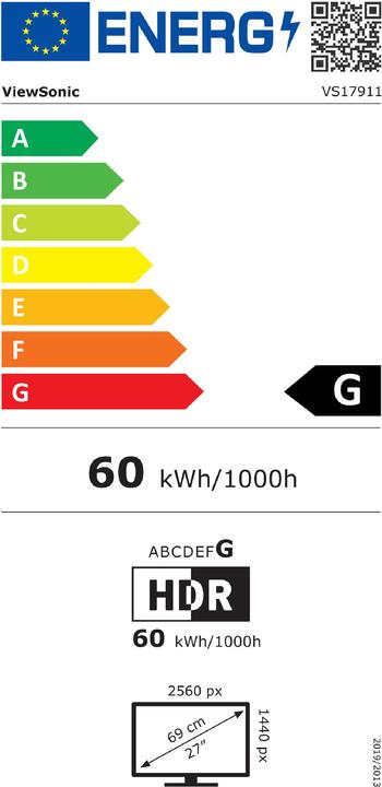 Label énergétique Viewsonic Elite XG270QC (2560 x 1440 pixels, 27")