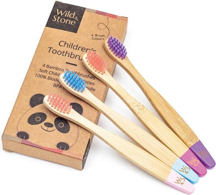 Produktbild Wild & Stone Kinder Bambus Zahnbürsten, soft, candy, 4er Pack (Weich, 4 x)