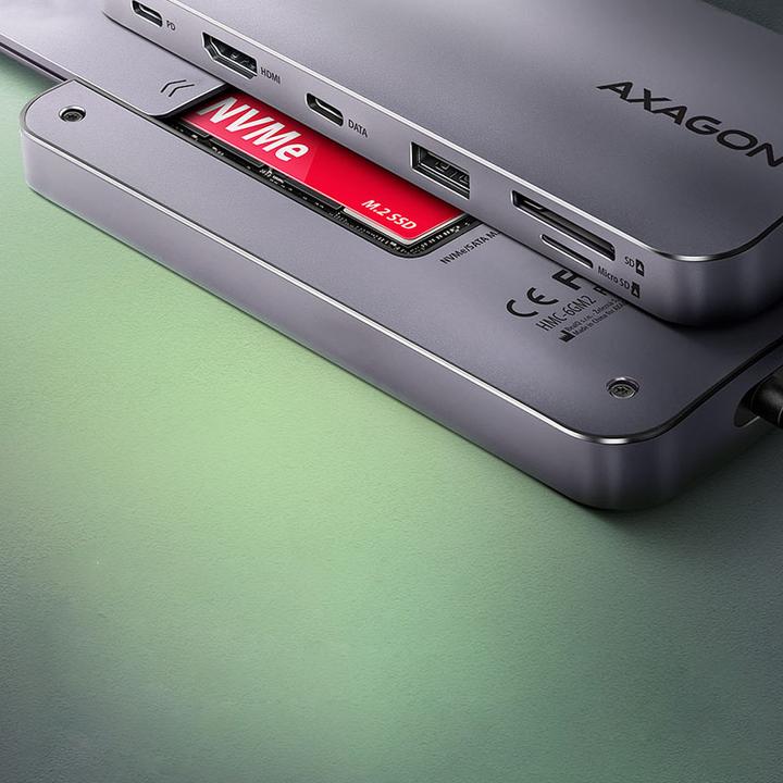 Actual product image Axagon HUB HMC-6GM2 USB 6 in1 10 Gbit (USB-C, 1 Ports)