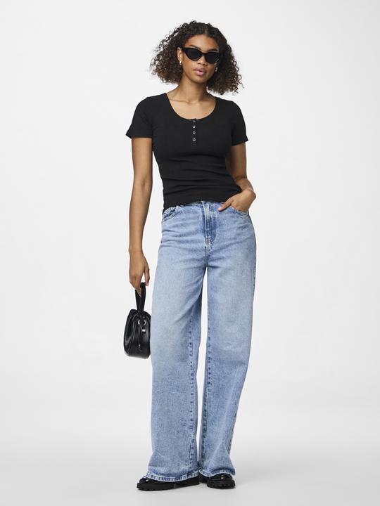 Actual product image Pieces Ribbed design top with short sleeves (M)