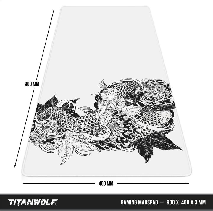 Actual product image Titanwolf Gaming mouse pad, 900 x 400mm XXL speed gaming mouse mat, mouse pad extra large surface, Koi Tattoo (XXL)