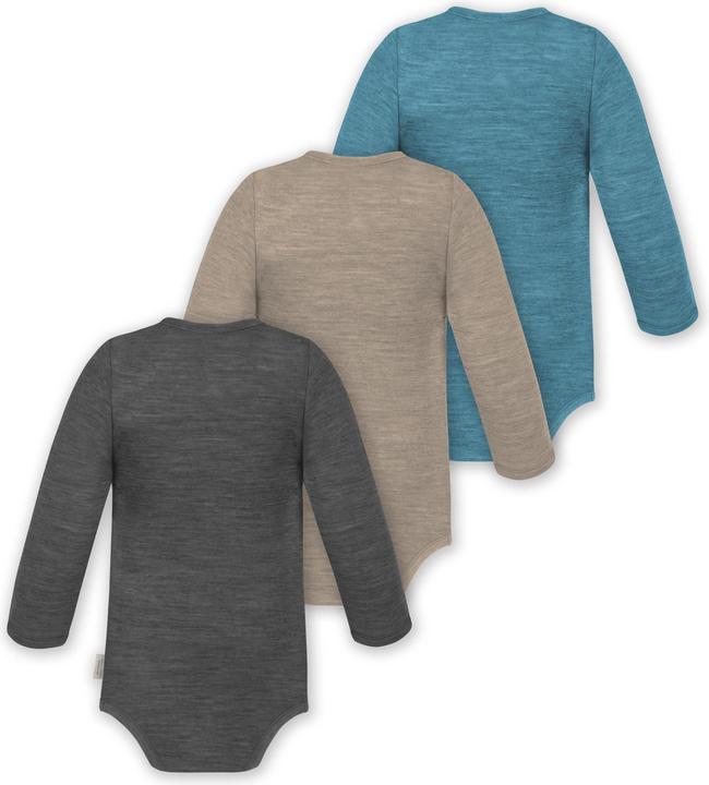 Actual product image Normani 3-pack baby merino bodysuit long sleeve "Auckland" - 9375 (56)