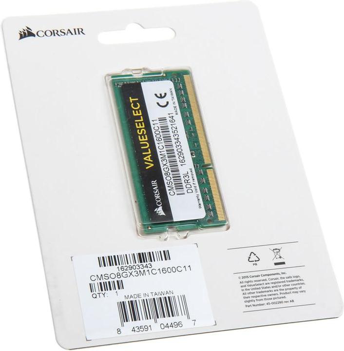 Actual product image Corsair value select (1 x 8GB, 1600 MHz, DDR3L-RAM, SO-DIMM)