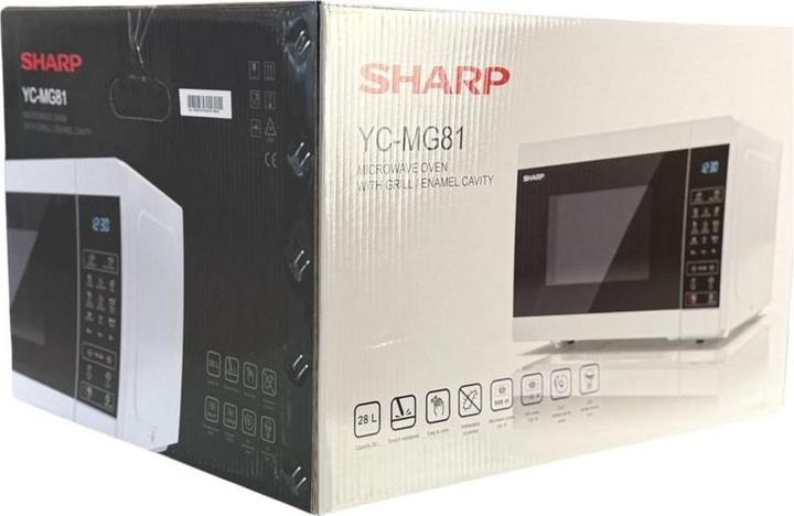 Image du produit Sharp Microwave Oven with Grill YC-MG81E-W Free standing, 28 L, 900 W, Grill, White (28 l)
