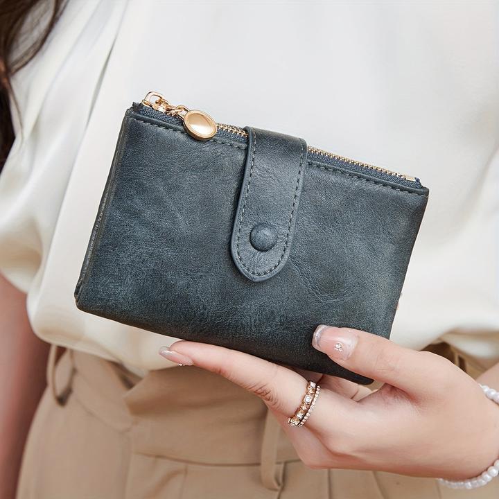 Only-Bags.Store Retro-Brieftasche mit Knopfverschluss, mehreren Kartenfächern, RFID-Blockierung, dreifach