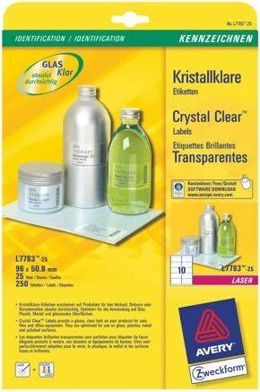 Actual product image Avery Crystal clear labels