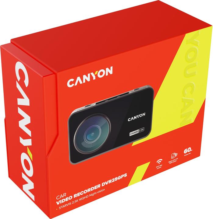 Actual product image Canyon DVR25GPS, 3.0&amp#039&amp#039 IPS (640x360), touch screen, WQHD 2.5K 2560x1440@60fps, NTK96670, 5 (GPS receiver, Built-in display, Wi-Fi, 2.5K)