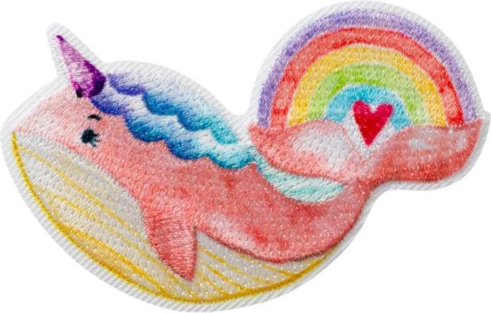 Actual product image Mono Quick Applikationen - Kids and Hits - aufbügelbar Wal mit Regenbogen farbig 5,8x3,8 cm 1 Stück (1 x)