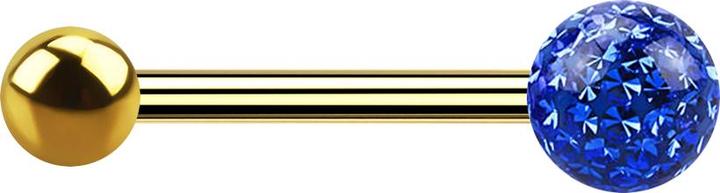 Image du produit Star Piercing Barbell plaqué or avec boule et boule de cristal bleu foncé époxy de protection (sans laiton, Titane G23)