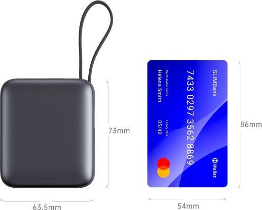 Immagine prodotto Swissten Power Bank 10000 Mah with Built-In Cables USB-C and Lightning Space Silver (10000 mAh, 22.50 W, 22.50 Wh)