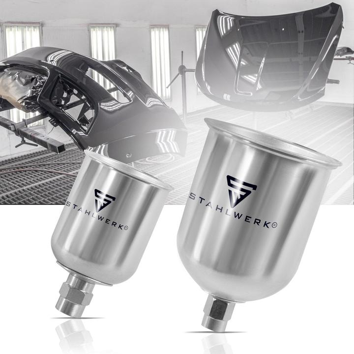 Actual product image Stahlwerk Aluminium paint cup set / flow cup 125 ml and 600 ml paint cup