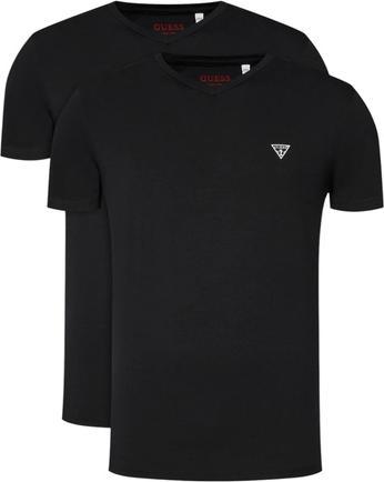 Guess Herren T-Shirt Caleb Hero V-Ausschnitt 2er-Pack Schwarz