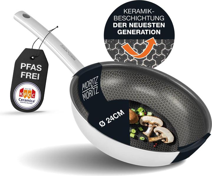 Immagine prodotto Moritz & Moritz Padella a nido d'ape in acciaio inox da 24 cm con rivestimento ceramico di ultima generazione (Set di pentole e padelle da cucina, Acciaio inossidabile)