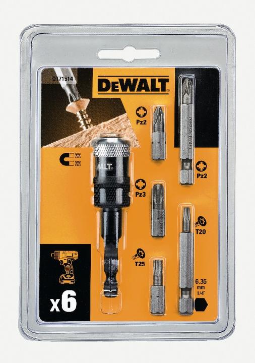 Image du produit DeWalt Kit pour clé à chocs 6 pièces -DT71514 (1x TX 20x50 mm, 1mm Pz3x25, 1mm Pz2x50, T25x25 1mm)
