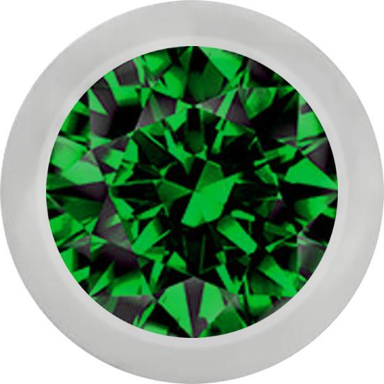 Produktbild Star Piercing Micro Kugel silber mit Kristall grün (ohne Messing, Chirurgenstahl 316L)