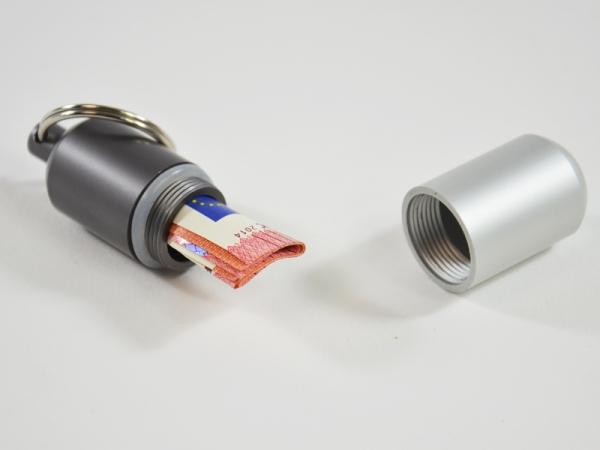 Actual product image Kögler Emergency capsule, banknote holder, waterproof, aluminium, 7x2cm