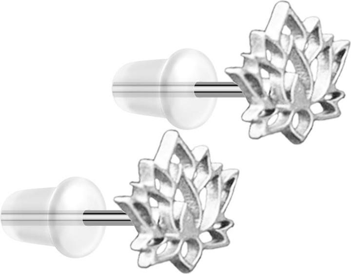 Actual product image Star Piercing Ohrstecker silber Lotusblume (without brass, Surgical steel 316L)