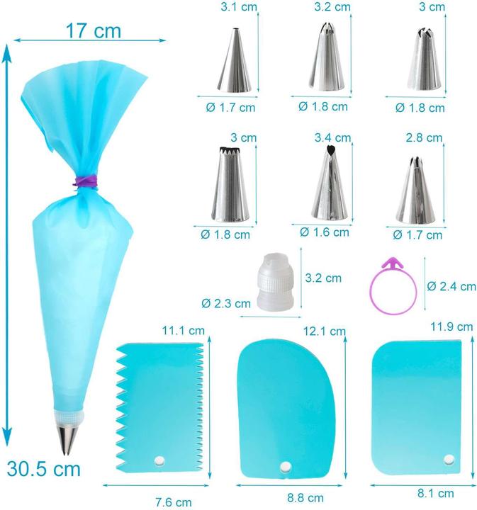 Immagine prodotto Intirilife Sacchetto per le piping con beccucci in acciaio inox (set da 15 pezzi) (Set di sacchetti per le piping)