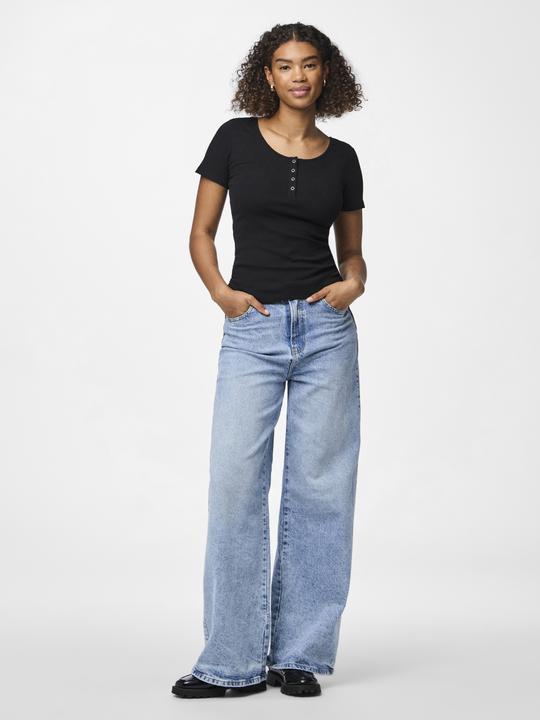 Actual product image Pieces Ribbed design top with short sleeves (M)