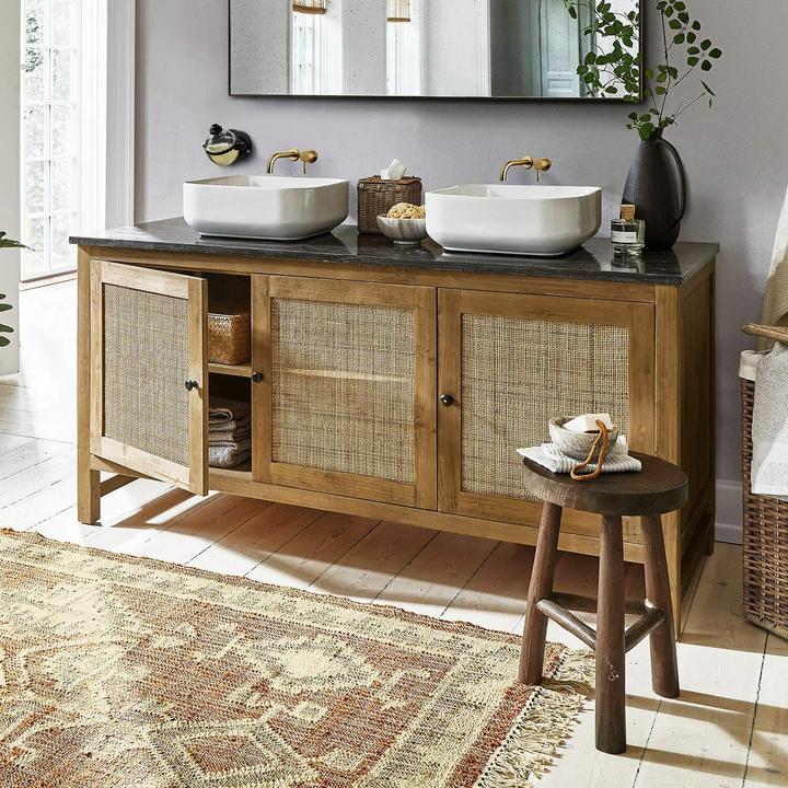 Image du produit Loberon Meuble double vasque Jovelle marron
