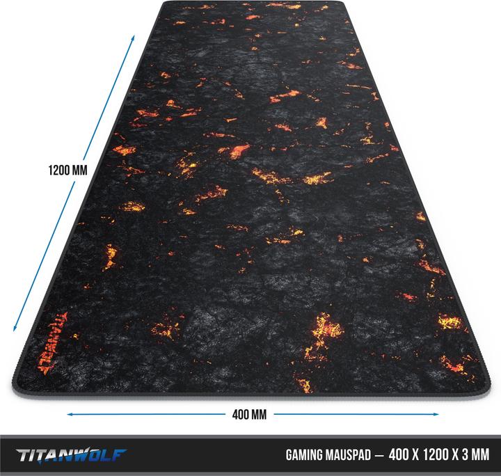 Produktbild Titanwolf Gaming Mauspad, XXXL Speed Mausmatte 1200 x 400 mm, Geschwindigkeit & Präzision, Lava (3XL)
