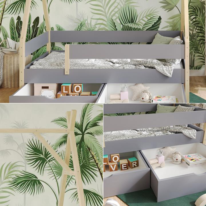 Actual product image VitaliSpa Tipi bed Bali, Grey, 80x160 cm with 2 drawers (80 x 160 cm)