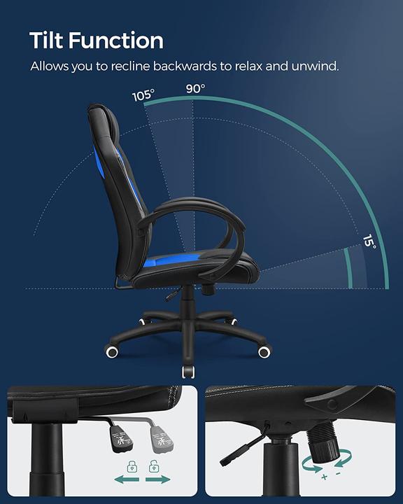 Produktbild Songmics Gaming Stuhl Schwarz Blau