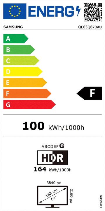 Energy Label Samsung QE65Q67B (65", QLED, UHD, 2022)