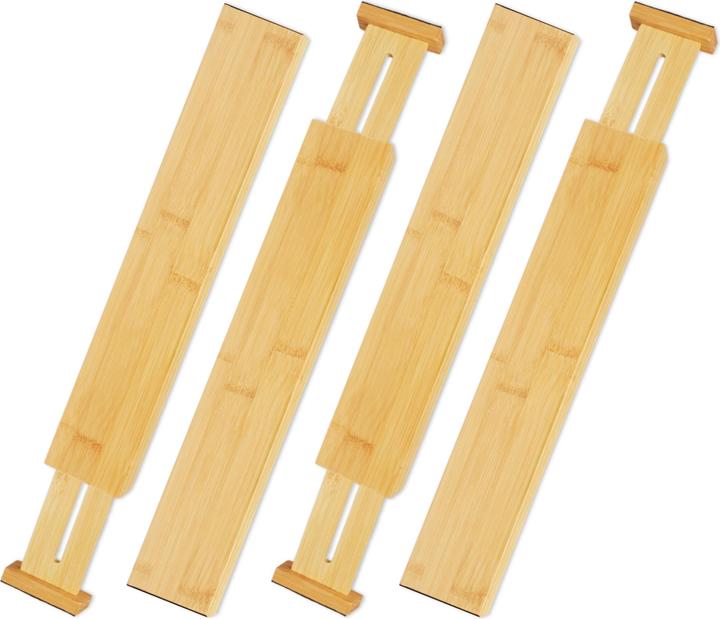 Relaxdays Drawer Divider Set of 4, Bamboo