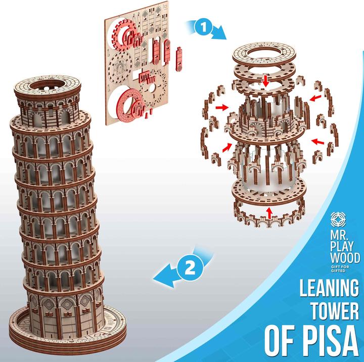 Produktbild Mr Playwood Playwood 3D Houten Puzzel Toren van Pisa (379 Teile)