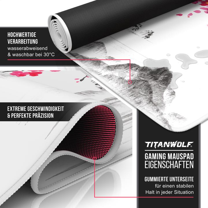 Actual product image Titanwolf Gaming Mouse Pad, 900 x 400mm XXL Speed Gaming Mouse Mat, Mousepad Extra Large Surface, Ink Sakura (XXL)
