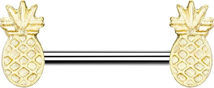 Produktbild Star Piercing Barbell silber mit Ananas (Chirurgenstahl 316L, Messing)