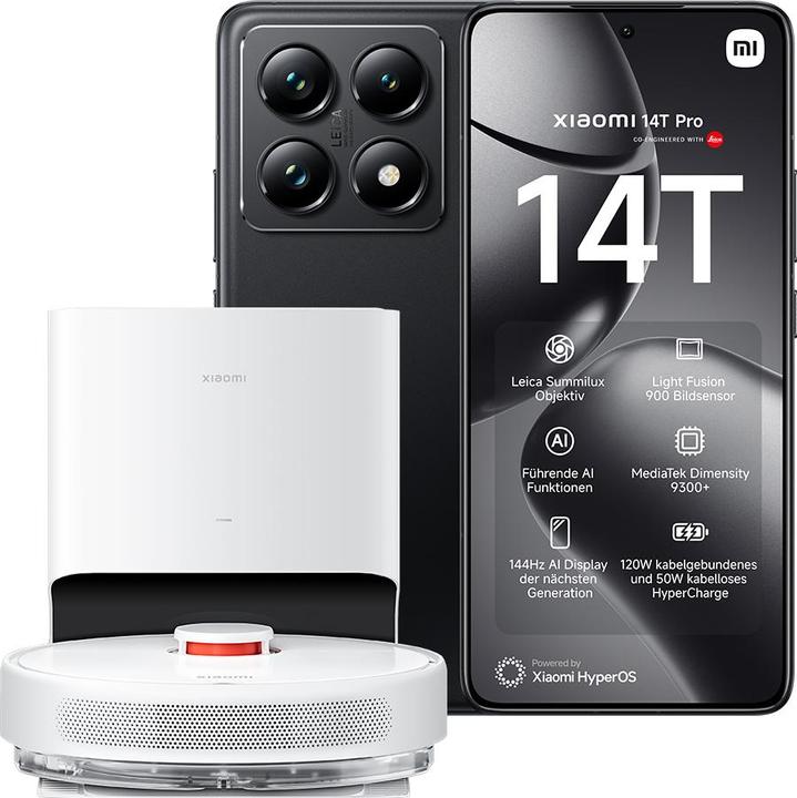 Xiaomi 14T Pro + Robot Vacuum X10 Launch Bundle (512 Go, Noir Titan, 6.67", Double SIM, 50 Mpx, 5G)