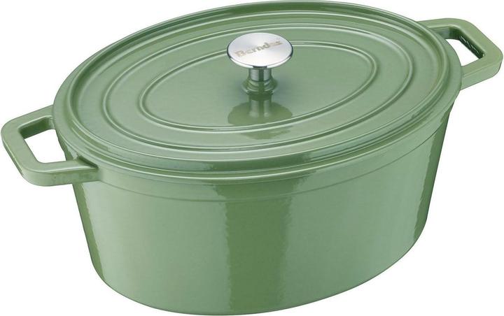 Actual product image Berndes Cocotte casserole B.IRON cast iron oval 31 x 24 cm 6 litres sage green INDUCTION (31 cm, Casserole + Stewpot, Cast iron)