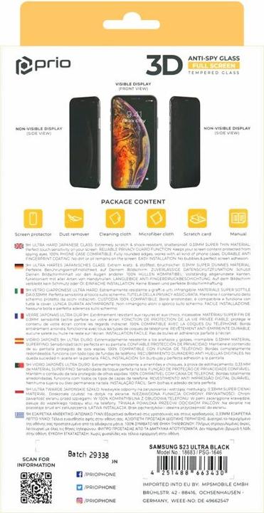 Actual product image prio Privacy glass screen protector (1 Piece, Samsung Galaxy S21)