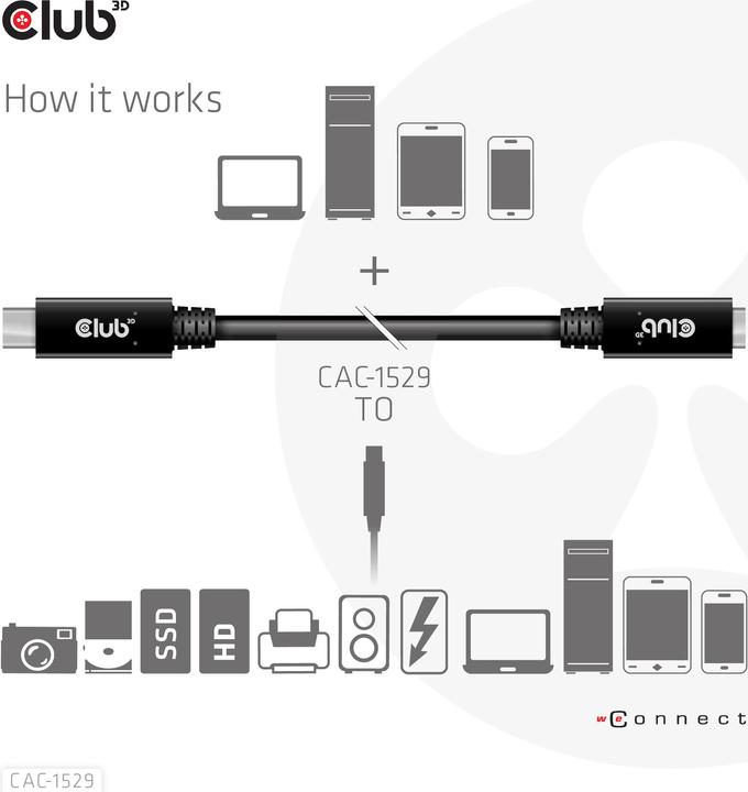 Produktbild Club 3D USB C — USB C (1 m, USB 3.0)