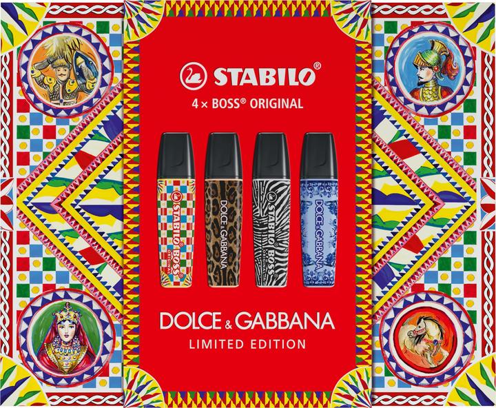 STABILO Boss Original x Dolce & Gabbana Box (Schwarz, Wolkenblau, Beige, Pastellgelb, 5 mm, 4 x)